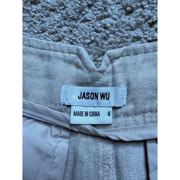 Jason Wu Linen Blend Two-Button High Waisted Pleated Short Beige Women's Size 4 - Picture 5 of 8